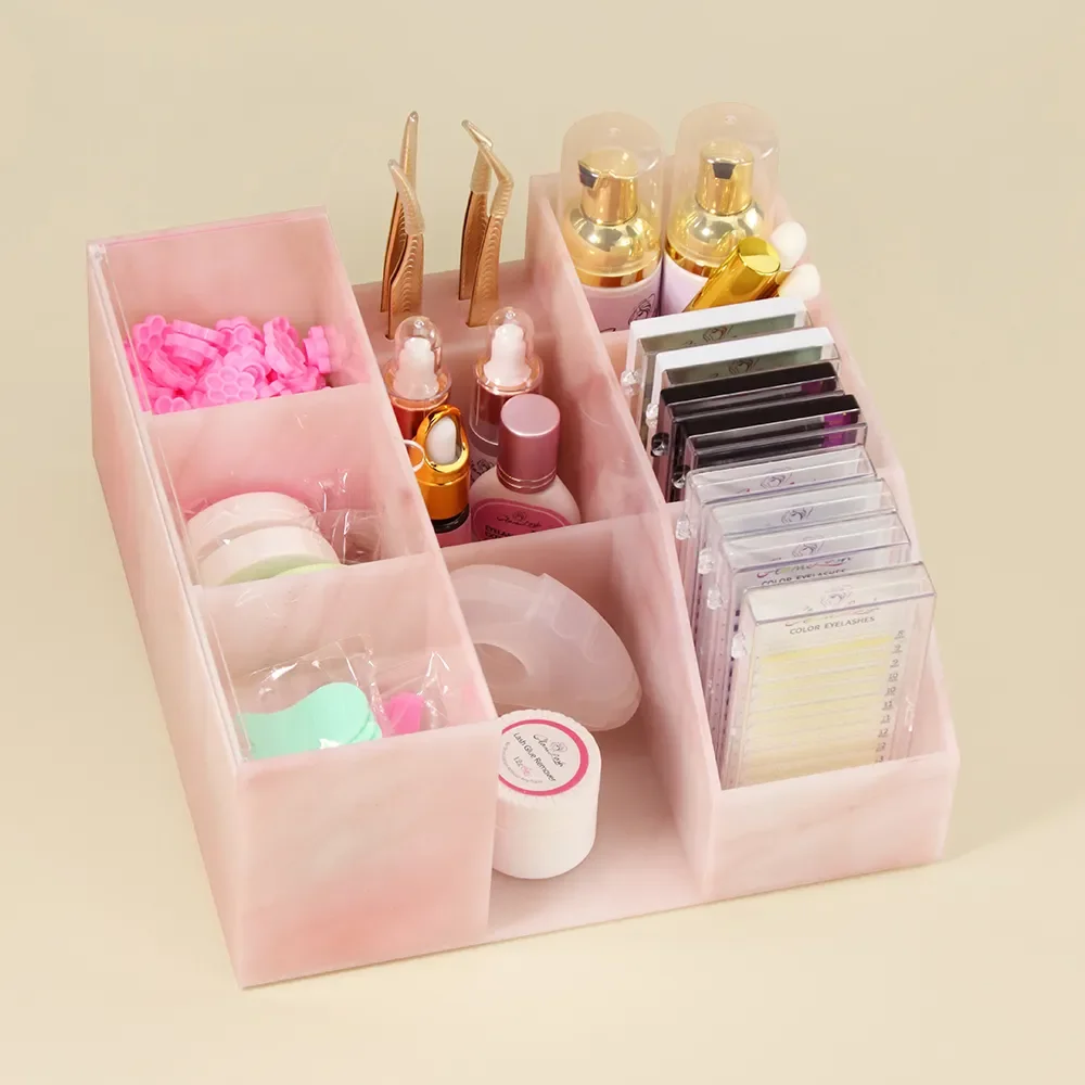 Acrylic Large Capacity Multifunctional Eyelash Extension Storage Box Lashes Glue Tweezer Holder Makeup Organizer