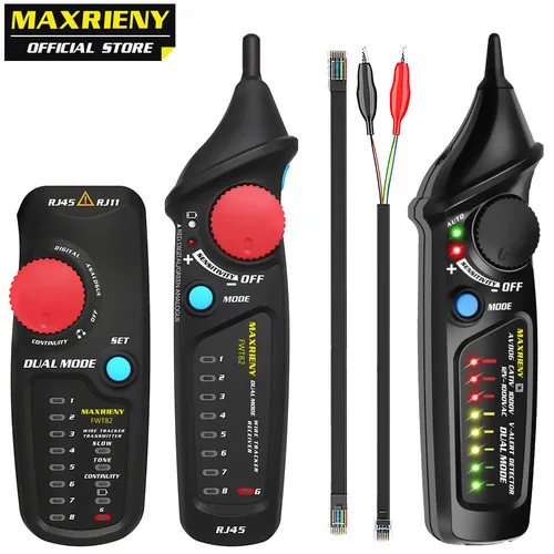 네트워크 케이블 추적기 와이어 테스터, MAXRINEY FTW82 듀얼 모드 RJ45 RJ11 이더넷 LAN 추적기 분석기, 검출기 라인 파인더 테스터 