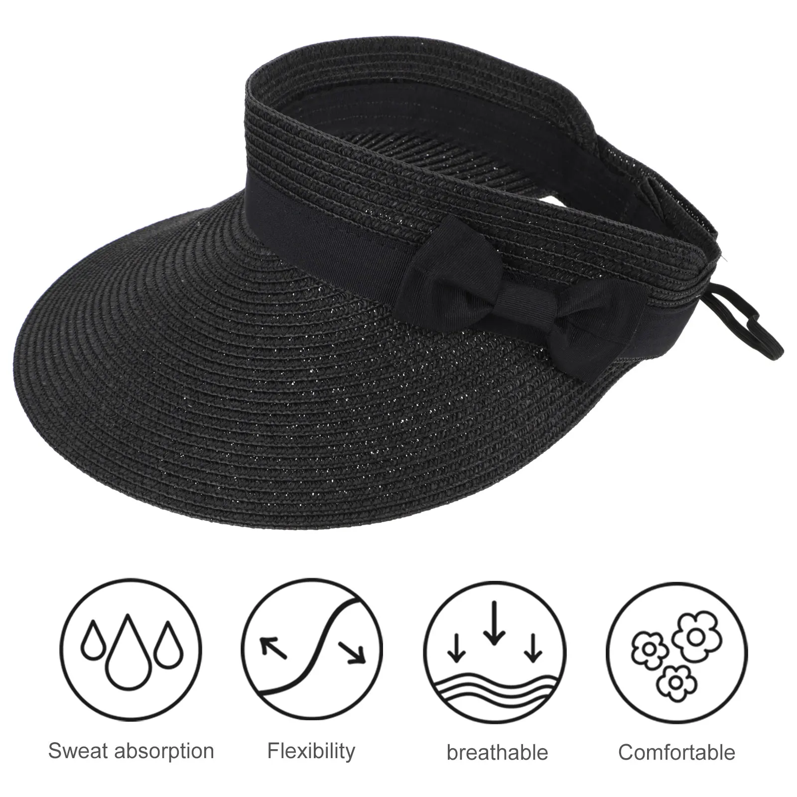 

Fashionable Summer Straw Hat Sun Protection Wide Brim Beach Outdoor Garden Pool Camping Hiking Sweatproof Lightweight Visor