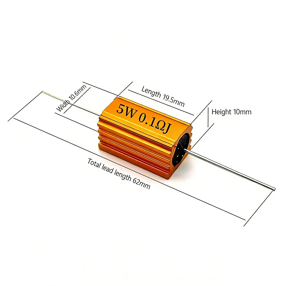 5PCS RX24-5W Aluminum Power Metal Shell Case Wirewound Resistor 0.1R 1K  1.5 2 3 4 5 6 8 10 12 15 20 25 30 50 100 200 300 500Ohm