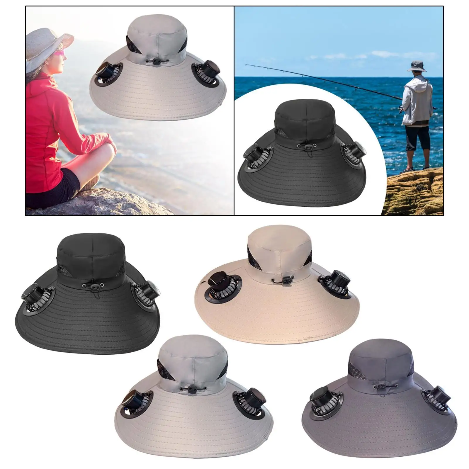 

Outdoor Solar Fan Hat Lightweight Rechargeable Breathable Fisherman Hat