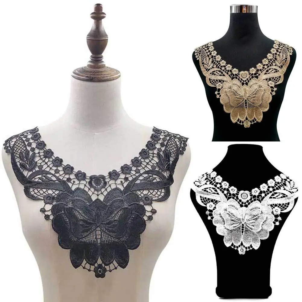 Flower Lace Neckline Embroidered Lace Collar Trim for Diy Sewing Wedding Dress Halloween Cosplay Women's Colored Hollow Flower