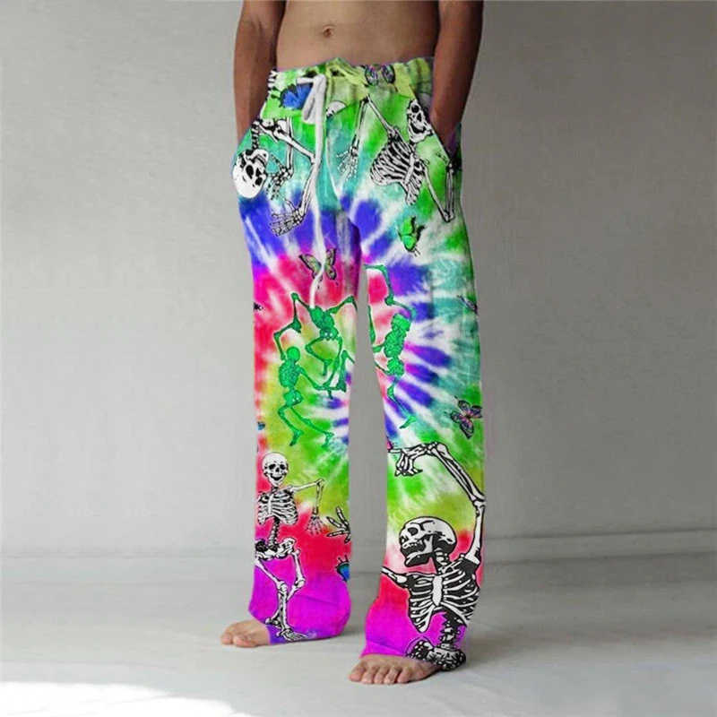 Hot Male 3D Printed Oversized Street Slacks Sports Pants Fashion Spring And Fall Pants Bubble Pants Beach Pants