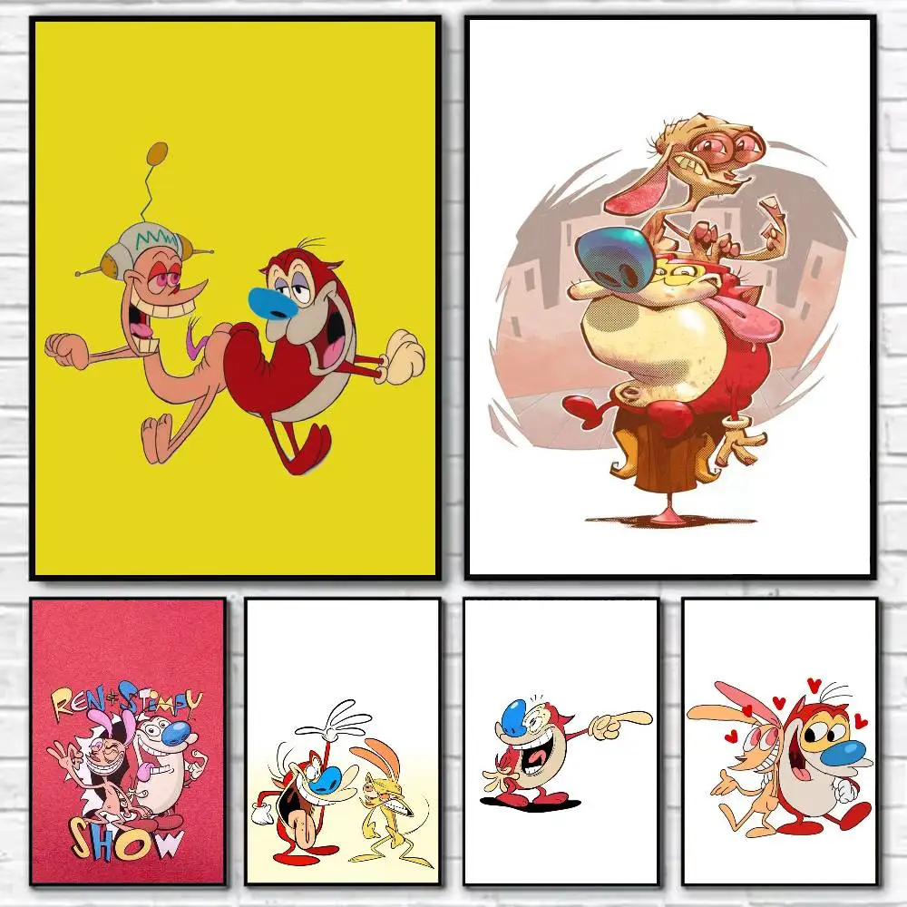 

he R-Ren and Stimpy Show Poster Self-adhesive Art Waterproof Paper Sticker Coffee House Bar Room Wall Decor