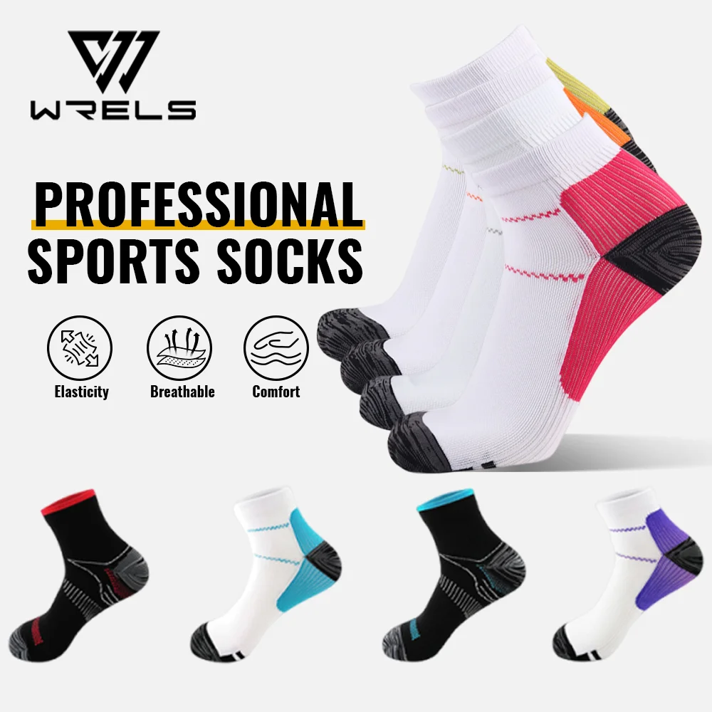 

WRELS 1/2/3 Pairs Athletic Socks Elastic Men Woman Ankle Compression Socks Low Cut Thickened Heel Anti Slip Cycling Running Sock