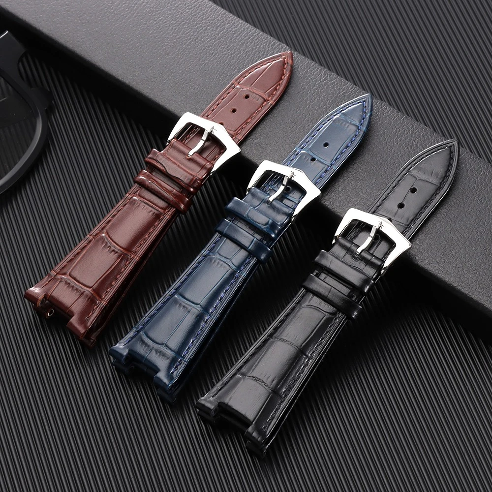 25mm*13mm Genuine Leather Watch Band for Patek Philippe Nautilus 55711 5712G Concave Strap Men Women Universal Wrist Bracelets