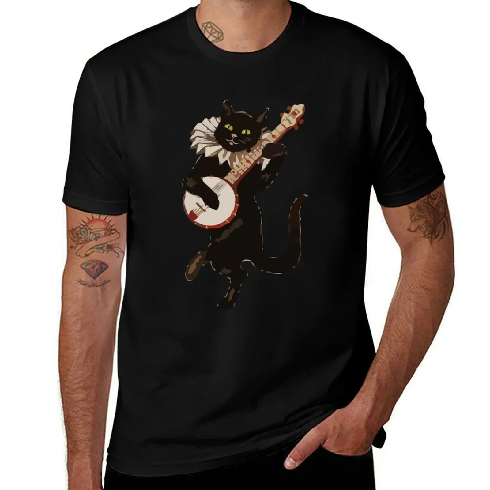 

Cat Playing Banjo T-Shirt essential t shirt cotton t shirts high quality T-Shirt