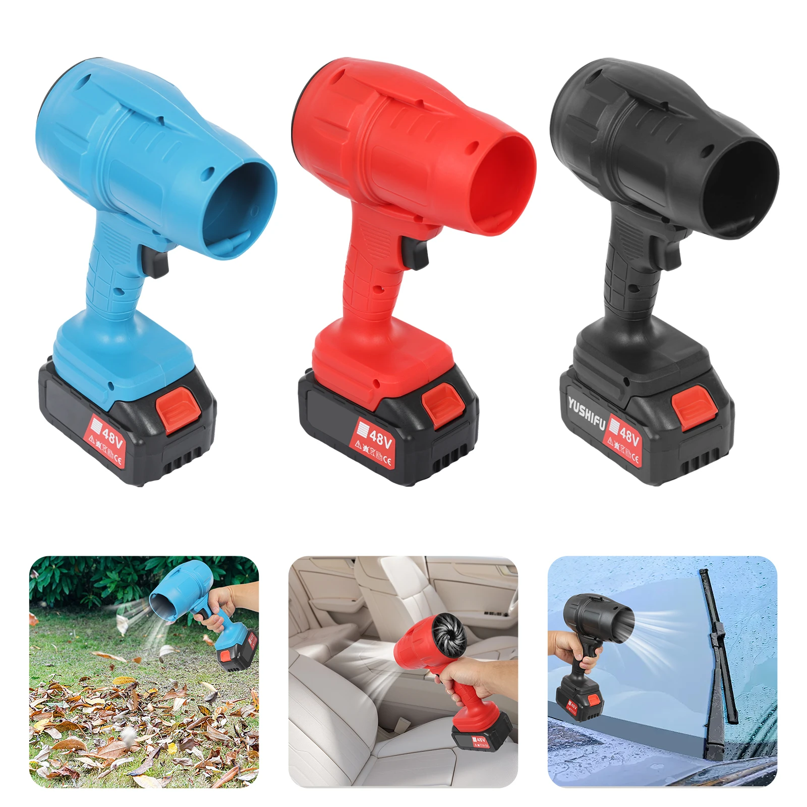 

Blue/Red/Black Car Dryer Portable Cordless Air Duster Adjustable Wind Speed Handheld Dust Blowing Tool Air Blower