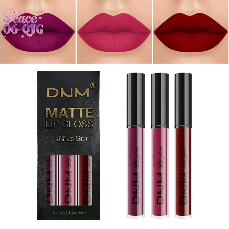 3 pz/set Rossetto Liquido Impermeabile di Lunga Durata Cosmetico Nero Blu Viola Verde Opaco Lip Gloss Nude Lip Tint Macchia Trucco