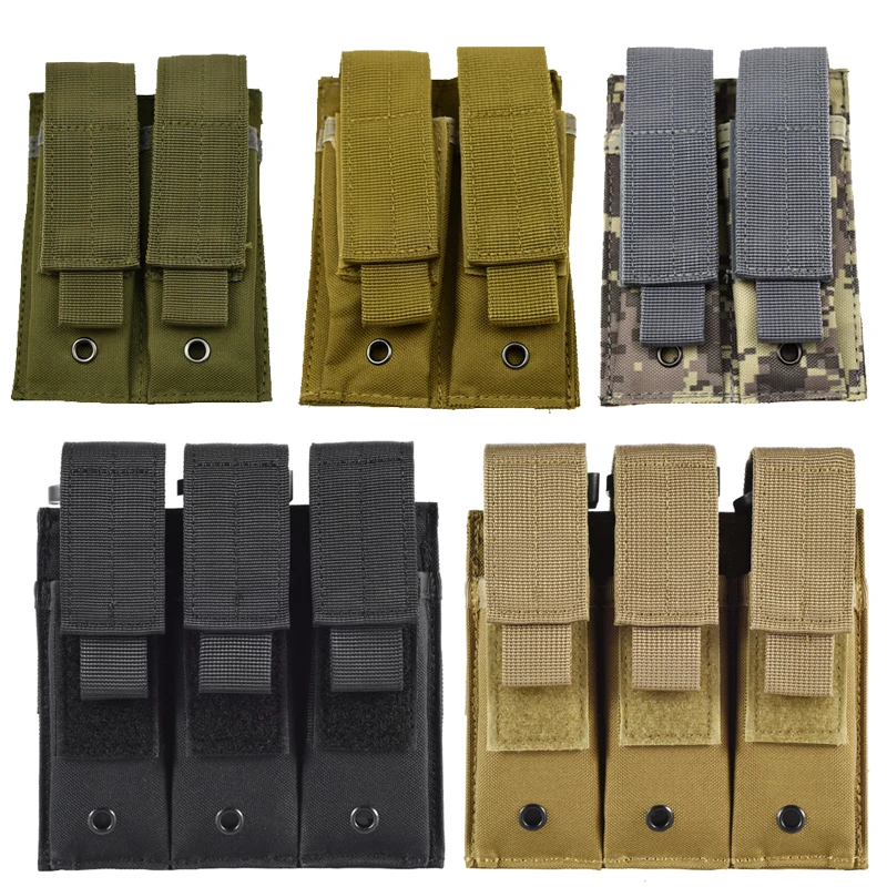 Tactical Single/Double/Triple Pistol Mag Pouch Outdoor Molle Open-Top Magazine Pouch Holster Tool Holder for Glock M1911 92F