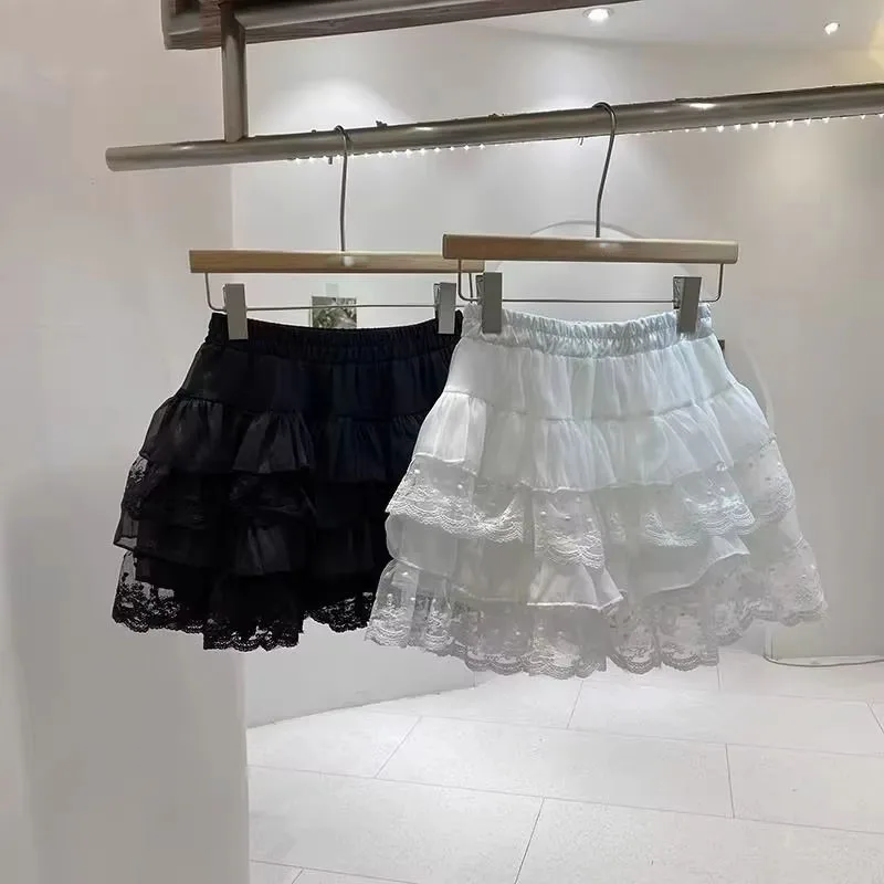 

Y2k Aesthetic Lace Patchwork Mini Skirts Women Sweet Cute Ruffled High Waist Skirt 2025 Summer Preppy Style Grunge Fairy Faldas