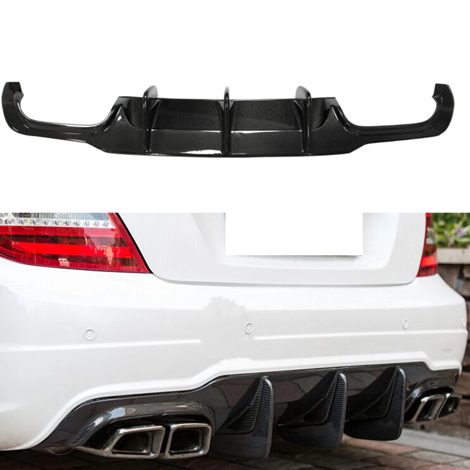 

For Mercedes-Benz W204 C Class C63 AMG 2012-2014 Rear Bumper Diffuser Lip Carbon Fiber Spoiler Body Kit Splitter Guard Plate