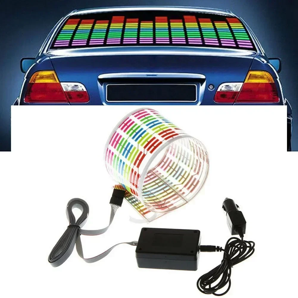 12V 45x11CM Car Sticker Music Rhythm LED Flash Light Lamp Car Rear Windshield Decorative Light Sound Activated Equalizer