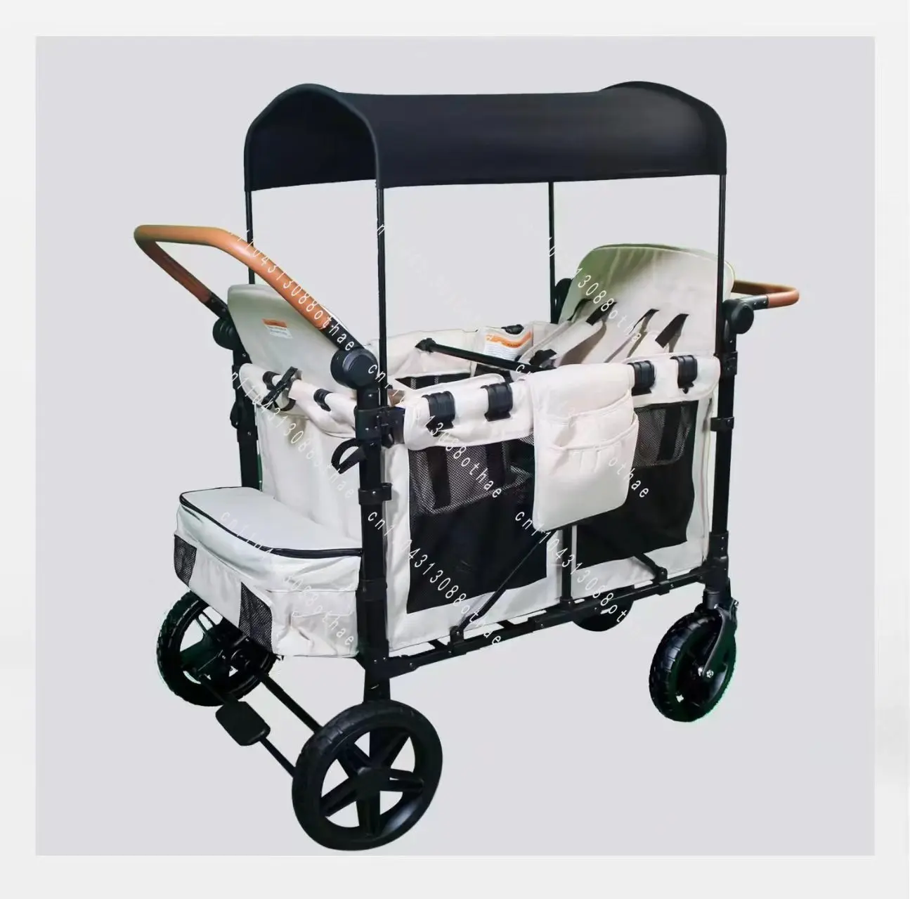 High Quality Double Handle Stroller Foldable Large Space Four Seat Breathable Wagon