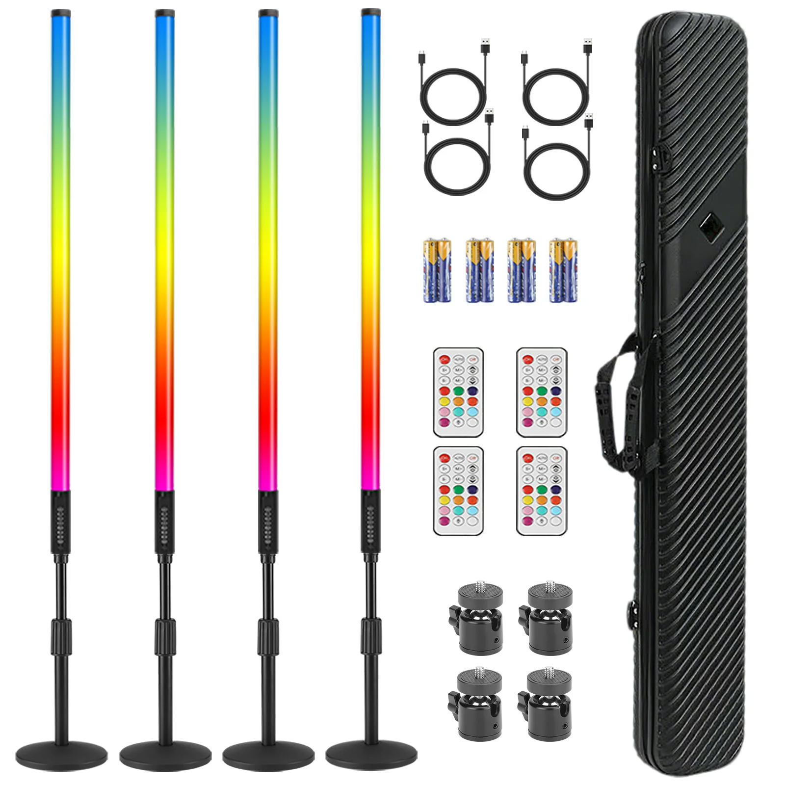 

4Pack 120cm 4ft 5000mAh Battery Powered Rgb Led Pixel Tube Lights bar with Case for DJ Party Events Stage Photo Booth Lighting