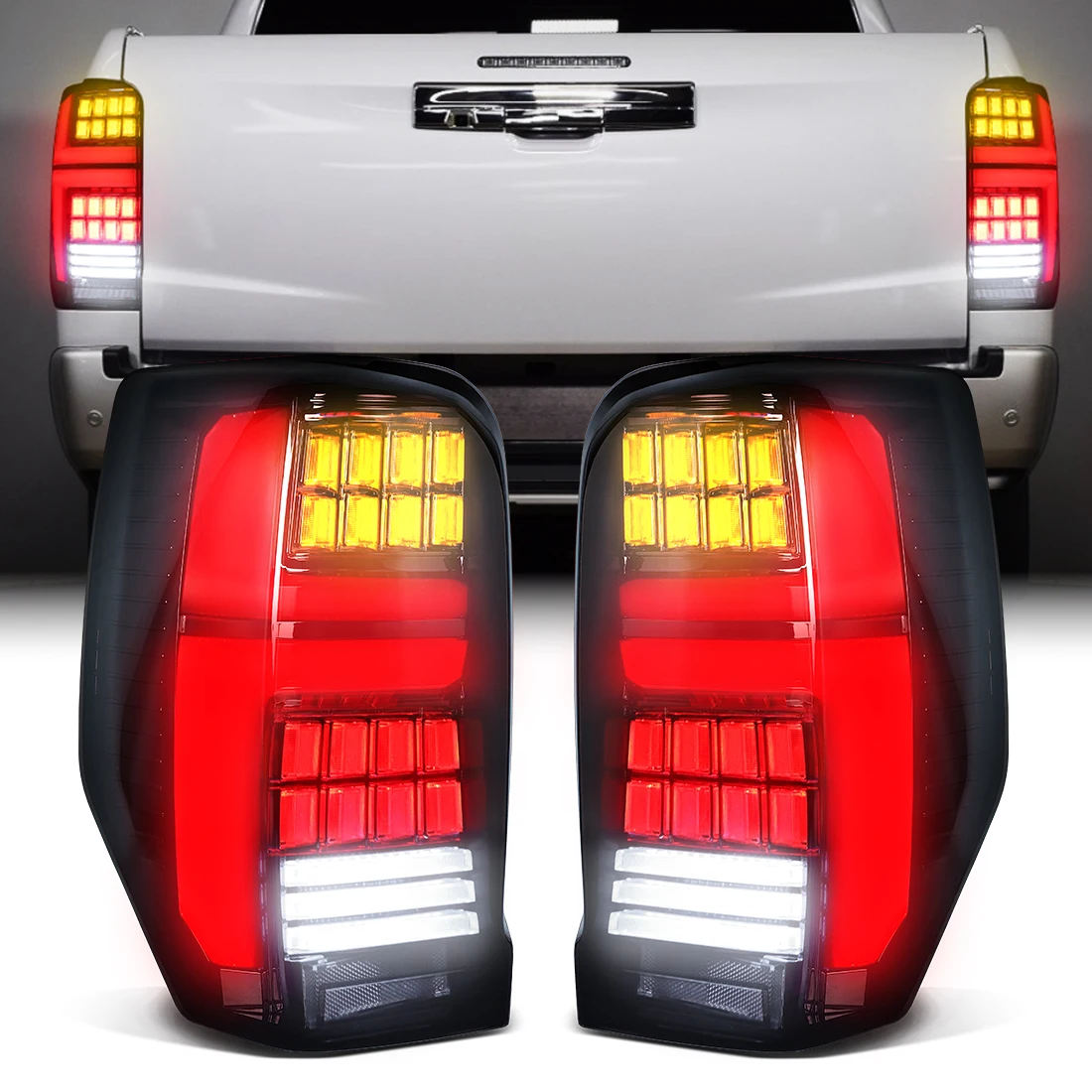 

Mitsubishi Triton L200 2019-2022 Smoked LED Tail Lights Kit with Driving Brake Reverse And Turn Signal Lamps