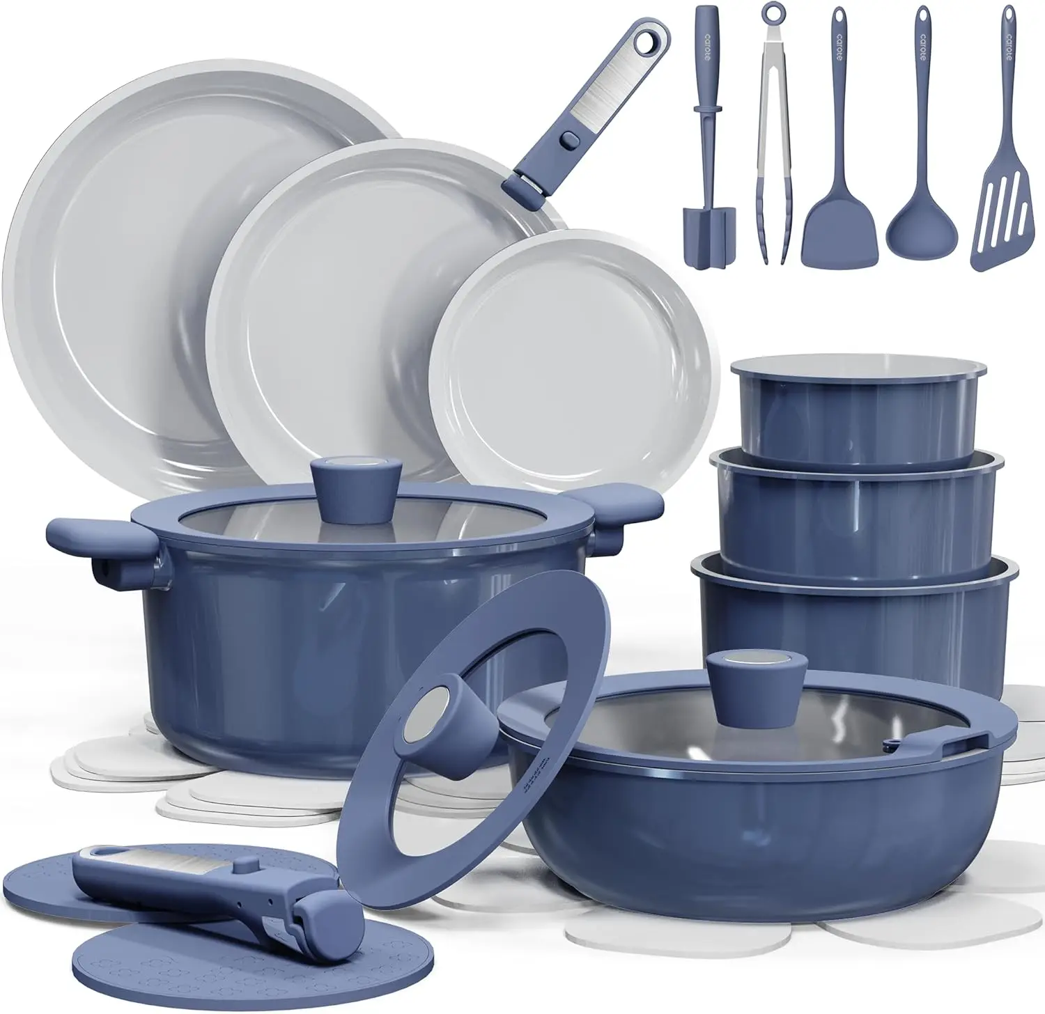 

27pcs Ceramic Cookware Set Nonstick, Pots and Pans Set Non stick, Non Toxic Cookware, Dishwasher/Oven Safe, RV/Camping Co