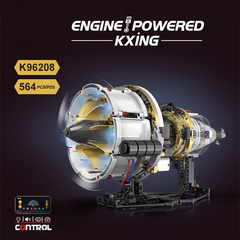 

564PCS aviation aircraft fighter engine assembly, electric building block toy model ornaments, boys' educational toy gift