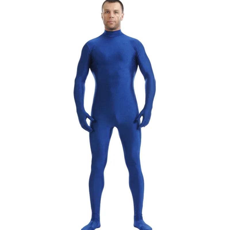 (CM-23) Blue Spandex Zentai Full Body Skin Tight Jumpsuit Zentai Suit Bodysuit Costume Women Men Unitard Dancewear