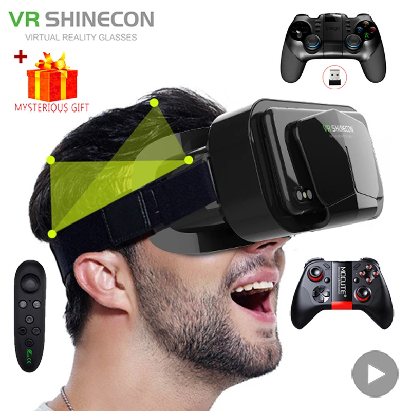 Shinecon Virtual Reality Viar 3D VR Glasses Device Helmet Lenses Headset Goggle Smart For Smartphone Cell Phone Mobile Realidade