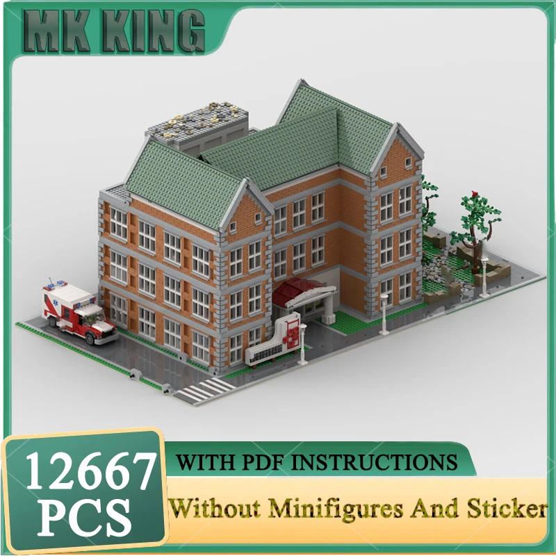 Moc Building Block Modular Buildings Teaching Hospital Model Technology Bricks DIY Assembly Toys Holiday Contrustion Gifts