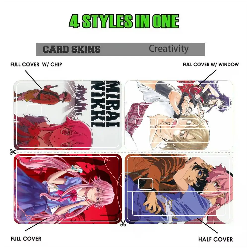 Future Diary  Mirai Nikki Anime   Sticker Film Tape Skin for Credit Card Debit Card Cartoon Waterproof Stickers