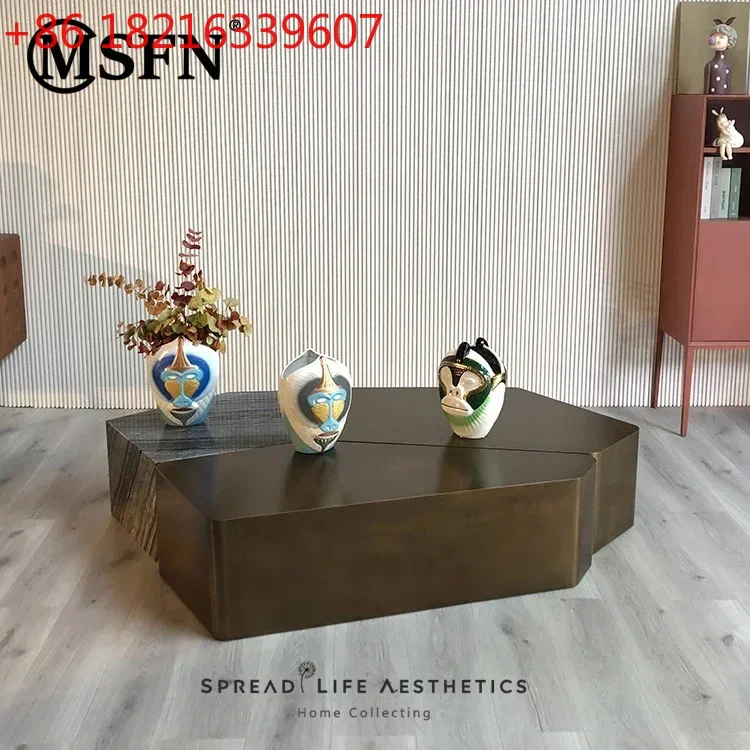 TAO Creative Fashion Marble Metal Stitching Coffee  Living Room