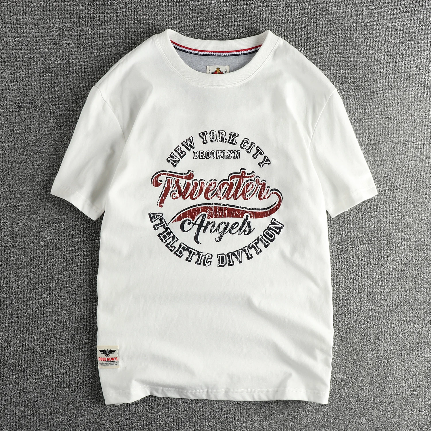 2025 Summer New American Retro Short Sleeve O-neck Letter Printed T-shirt Men's Fashion 100% Cotton Washed Casual Youth Tops