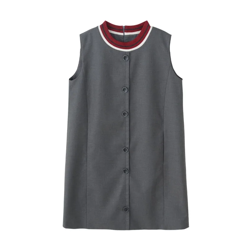 

Wool Blended Sleeveless Grey Dress