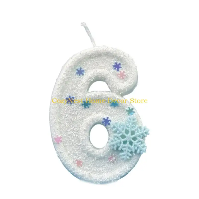 92MF Kids Girls Birthday Party Winter Snowflake Themed Number Decorative Items For Cakes Toppers Anniversary Party Decors