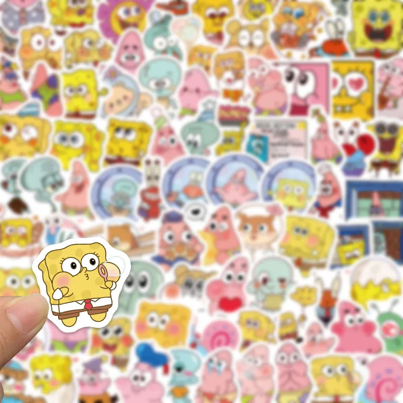 95PCS Spongebob Cartoon Stickers Cute Big Star Squidward Funny Ins Style Hand Account Stickers Waterproof Stickers