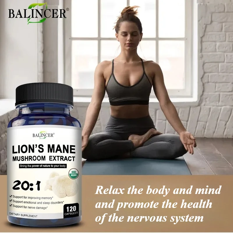 Lion's Mane - Nootropic Brain Memory & Boosts Immune System & Stress Relief, Mood and Sleep Health, Fights Stress, Non-GMO