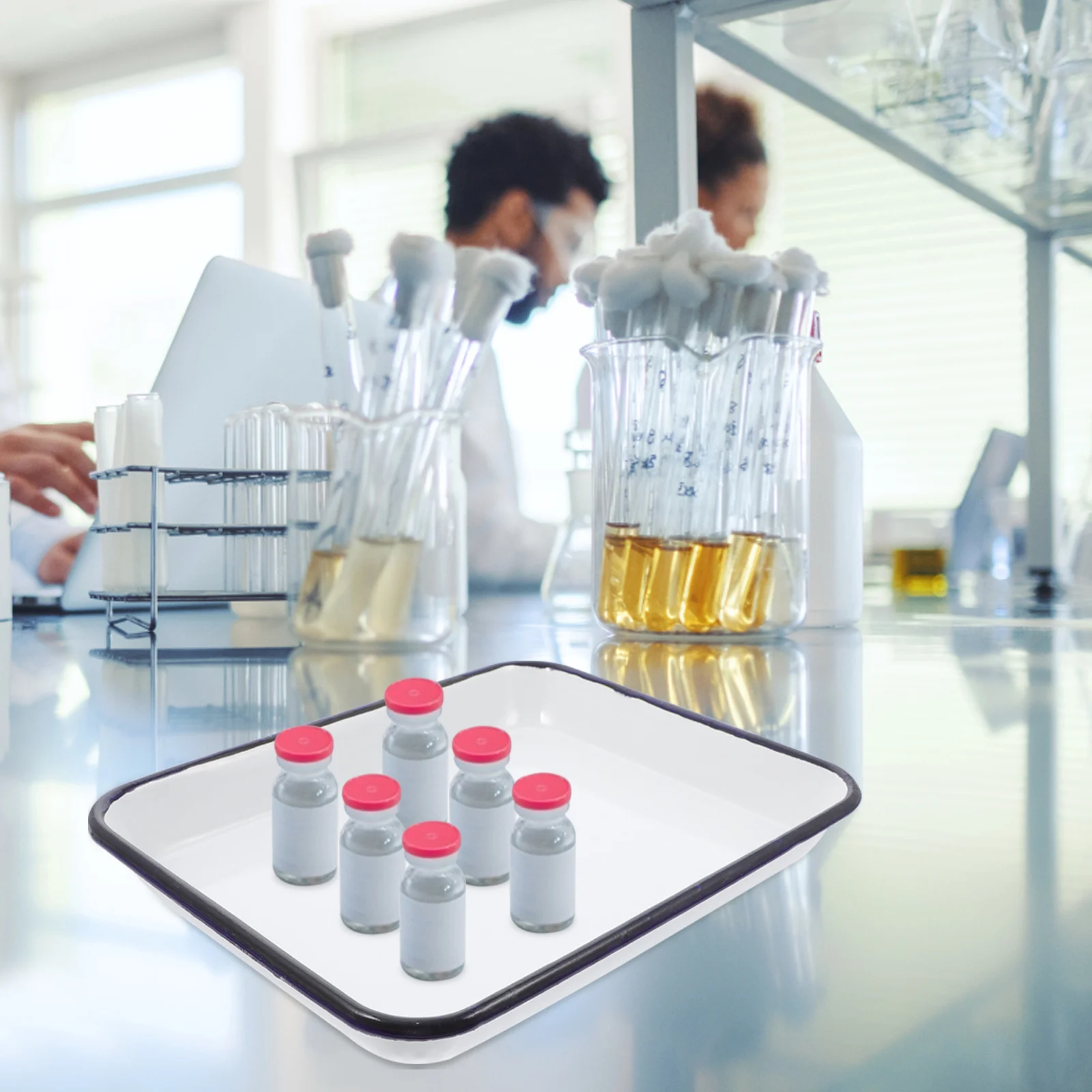 

Enamel Square Plate White Laboratory Tray Durable Non-Rust Storage Organizer For Lab Tools Vials Pipettes Dental