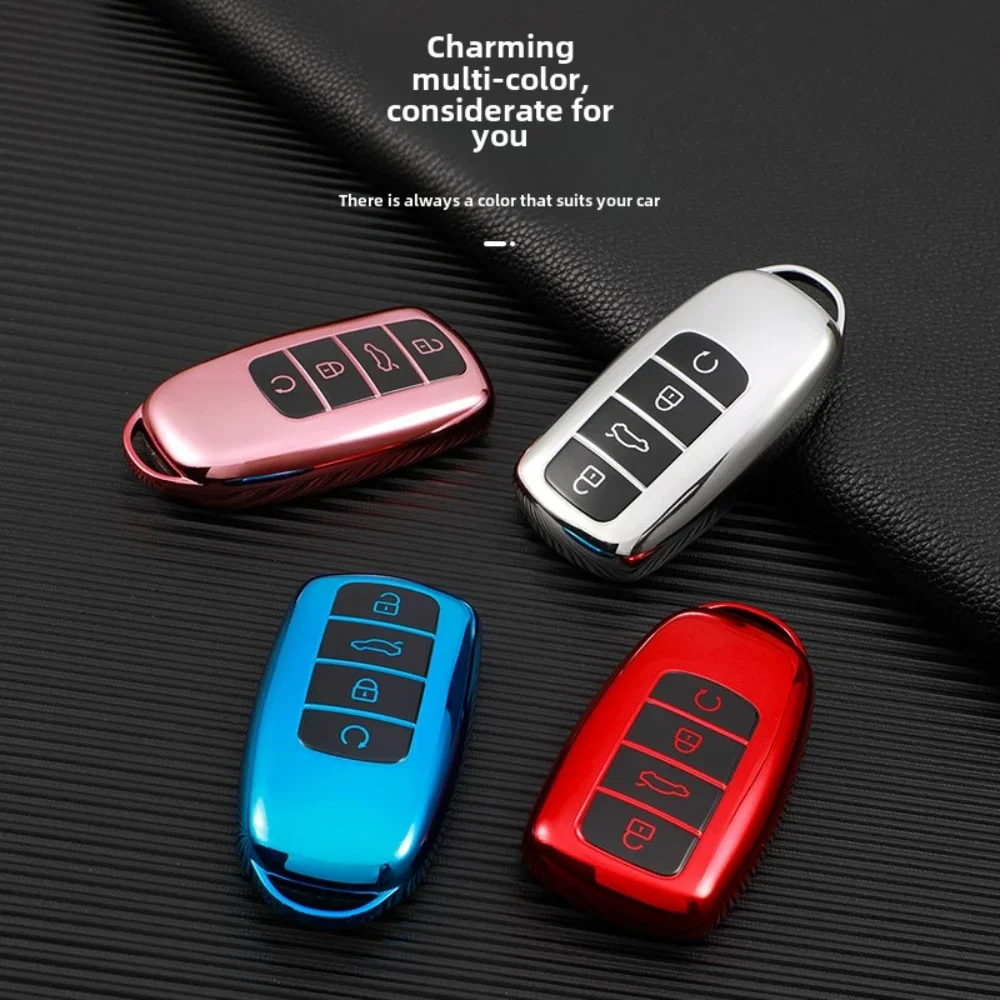 

New Soft Car Key Case Cover for Chery Tiggo 8 Pro 2021 Car Key Case 4 Buttons Remote Control Covers Accessories Protect