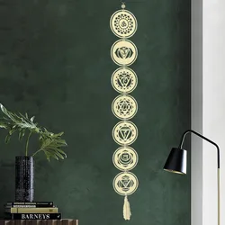 Yoga 7 Chakras Buddhist Lotus Metatron Hexagram Wooden Pendant Tapestry Ojibwe Dreamcatcher Witchcraft Wall Hanging Decor