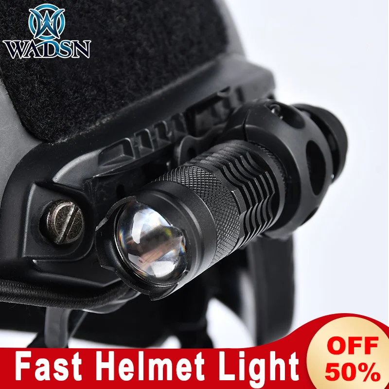 

WADSN Tactical Helmet Light MINI Flashlight White LED Light Strobe Fast Mount 20mm Rail Base Hunting Airsoft Scout Accessories