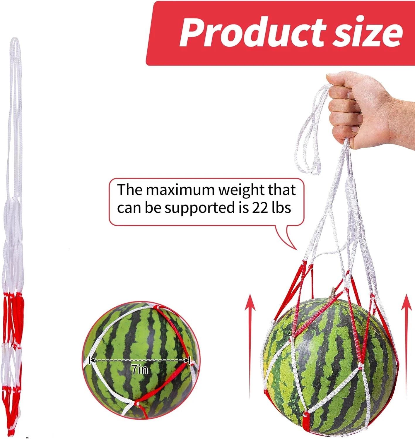 10/15PCS Watermelon Hammock Mesh Bags-2 Colors Melon Hanging Net Bag-Heavy Duty Trellis Hammock Net for Watermelon Pumpkin