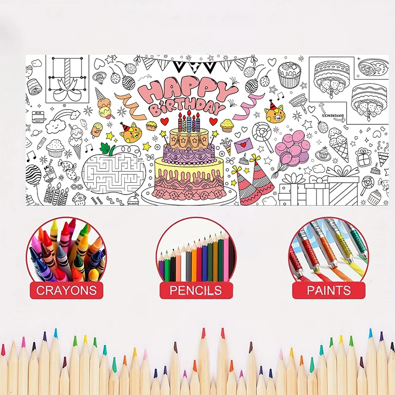 Libri da colorare di compleanno per bambini Regalo Castello Grande da colorare Halloween Natale Poster Tovaglia da colorare per giocattoli per bambini