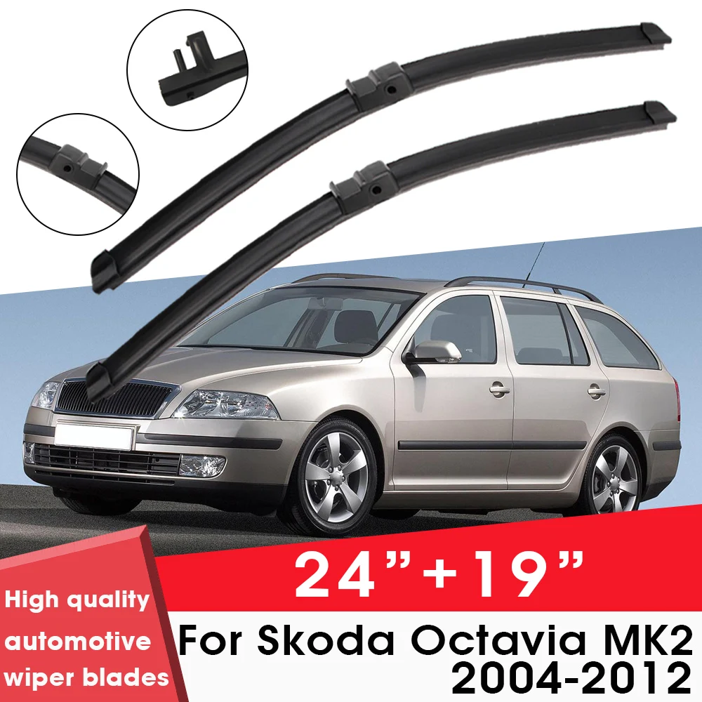 

Car Wiper Blade Blades For Skoda Octavia MK2 2004-2012 24"+19" Windshield Windscreen Clean Naturl Rubber Cars Wipers Accessories