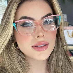 Trendy cat eye colourful splicing flat sunglasses new anti-blue light glasses frame elegant casual fashion hundred street beat