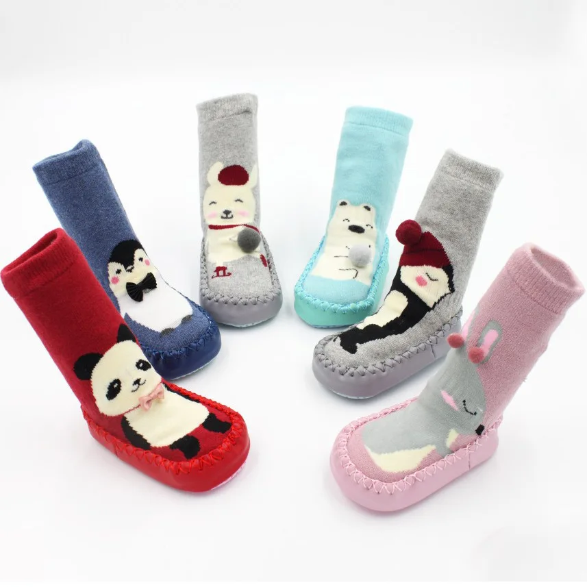 Toddler Indoor Sock Shoes Newborn Baby Socks Winter Thick Terry Cotton Baby Girl Sock with Rubber Soles Infant Animal 0-4 Years