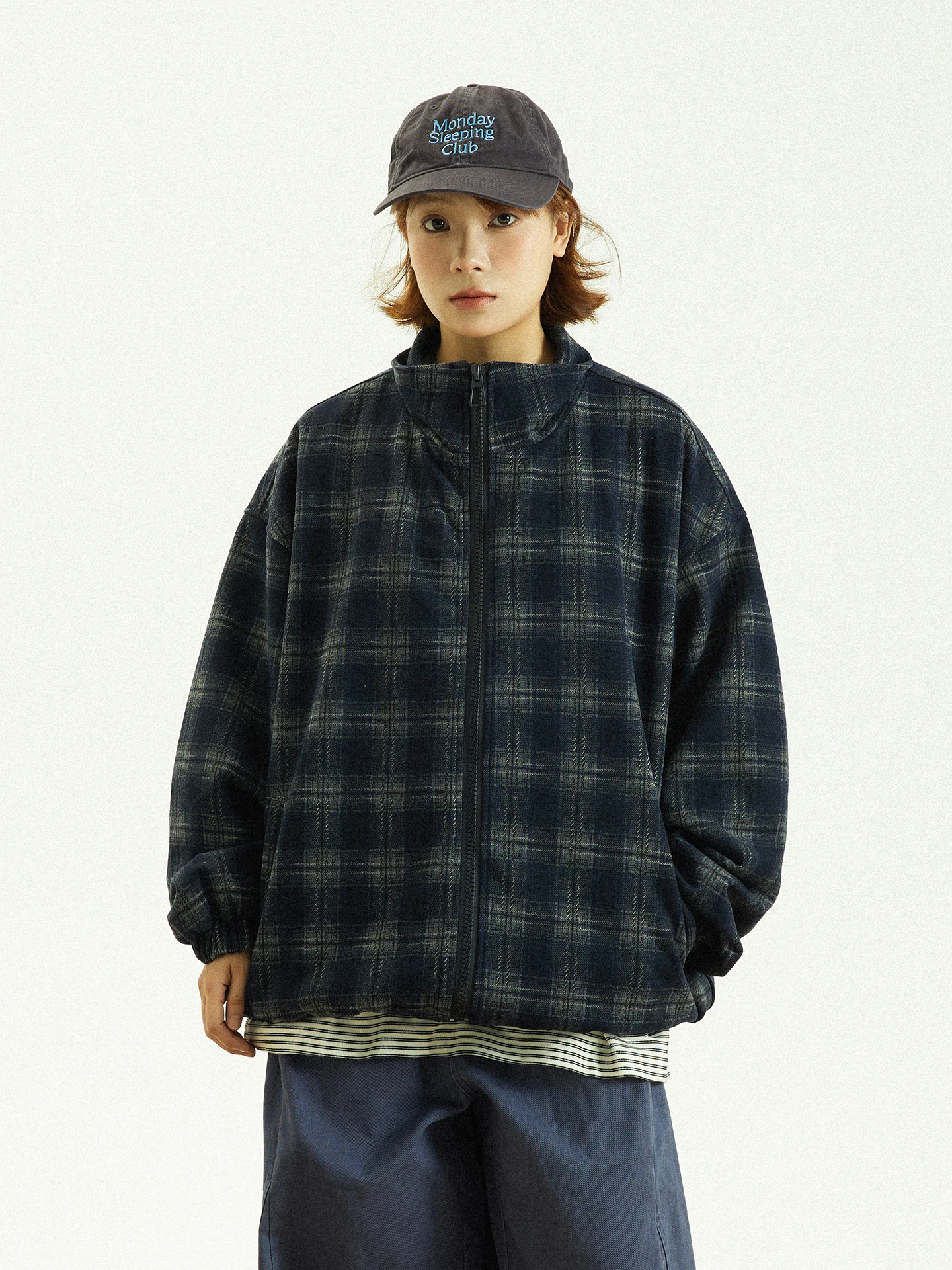 

Куртка GoodNorth в стиле ретро, японская, в клетку, свободного кроя, с воротником-стойкой, для мужчин и женщин, весенне-осенняя, повседневная верхняя одежда