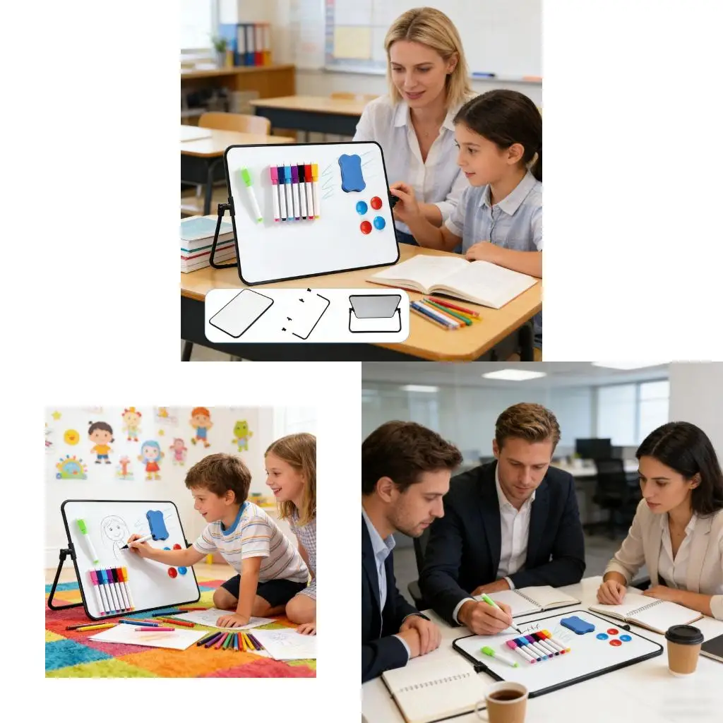  Flexible Two Sided Whiteboard With Smooth Writing Area And Long Lasting Aluminum Frame Size 42cm X 30cm