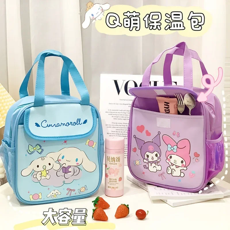 

Sanrio hello kitty Handbag kuromi Lunch Box Bag girl boy Tote Bag Outdoor Picnic Bag Cute Bento Bag Student Storage Bag