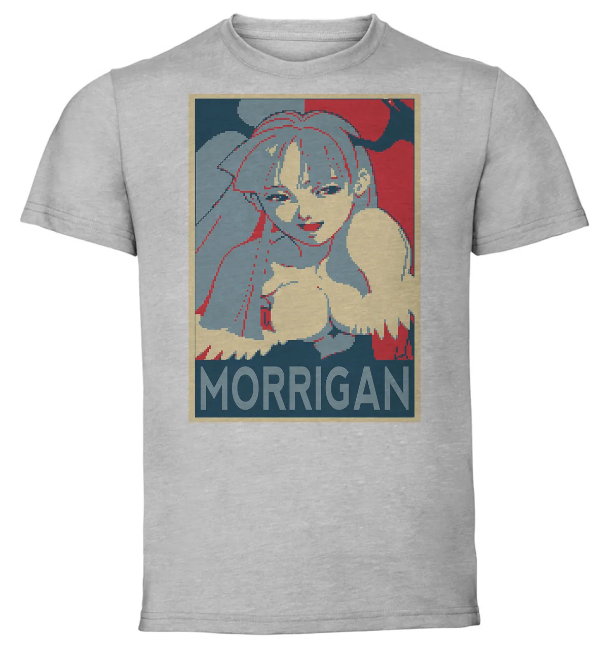 T-Shirt Unisex - Grey - Propaganda - Pixel Art Darkstalkers -Morrigan B