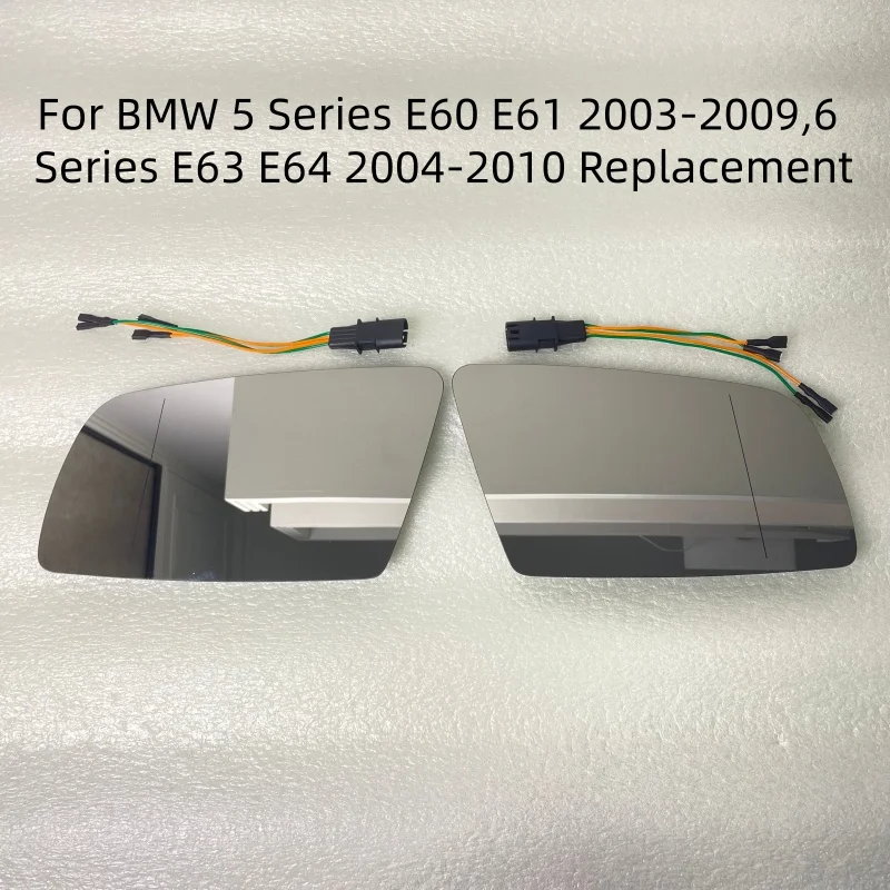 4‑Pin Wide‑Angle Heated Side Mirror Glass Lens For BMW 5 Series E60 E61 2003‑2009,6 Series E63 E64 2004‑2010 Replacement