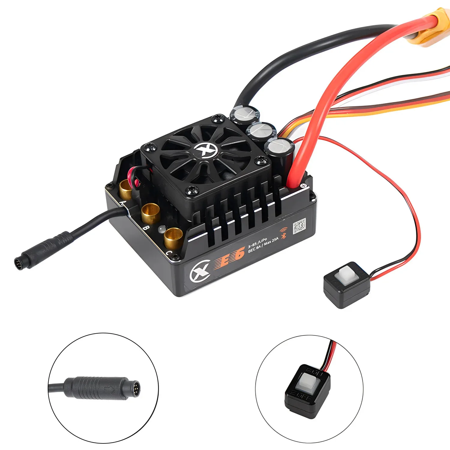 New XC E6  Brushless ESC  200A Bluetooth BEC 7.4/8.4V 3S-8S XT90 For 1/6 RC Car
