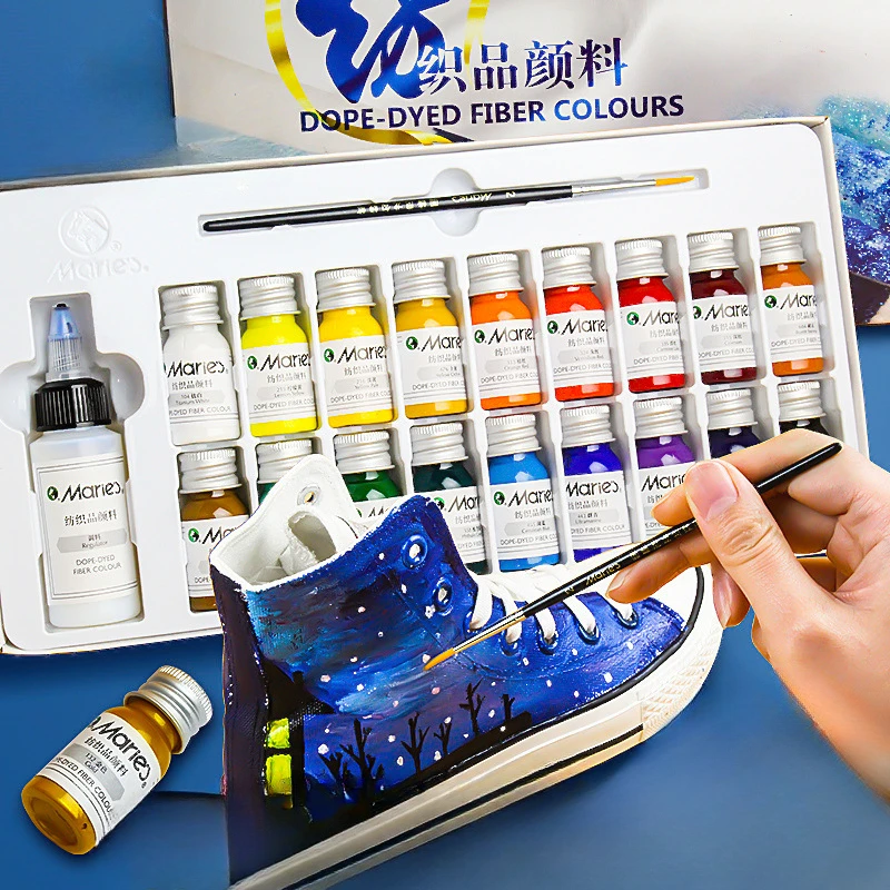 12/18/24/36 Color Textile Fiber Pigment Set Waterproof and Sun Resistant DIY Hand Drawn Clothes Canvas Shoes Art Supplies