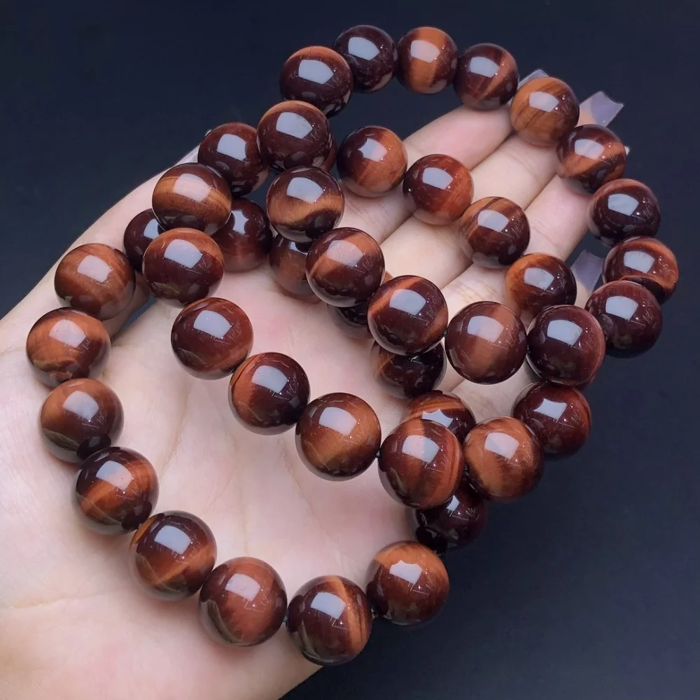 1 Pc Fengbaowu Natura Red Tiger Eye Bracelet Round Beads Reiki Healing Stone Jewelry For Women Men