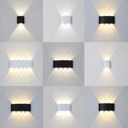 Lámpara de pared Led impermeable para exteriores, iluminación luminosa arriba y abajo, decoración de jardín, AC85-265V, luz de pared para dormitorio y sala de estar